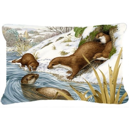 Playtime Otters Fabric Decorative Pillow